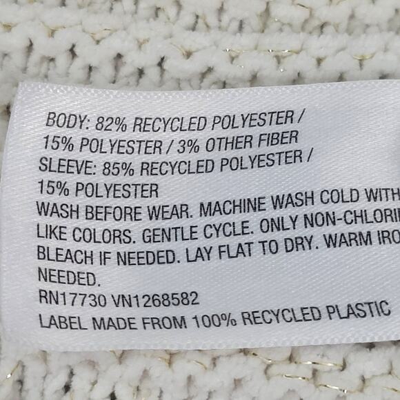 Cat & Jack White with Gold Sparkle Accent Open Cardigan Sweater Sz. Girl's 10/12 - Picture 7 of 8